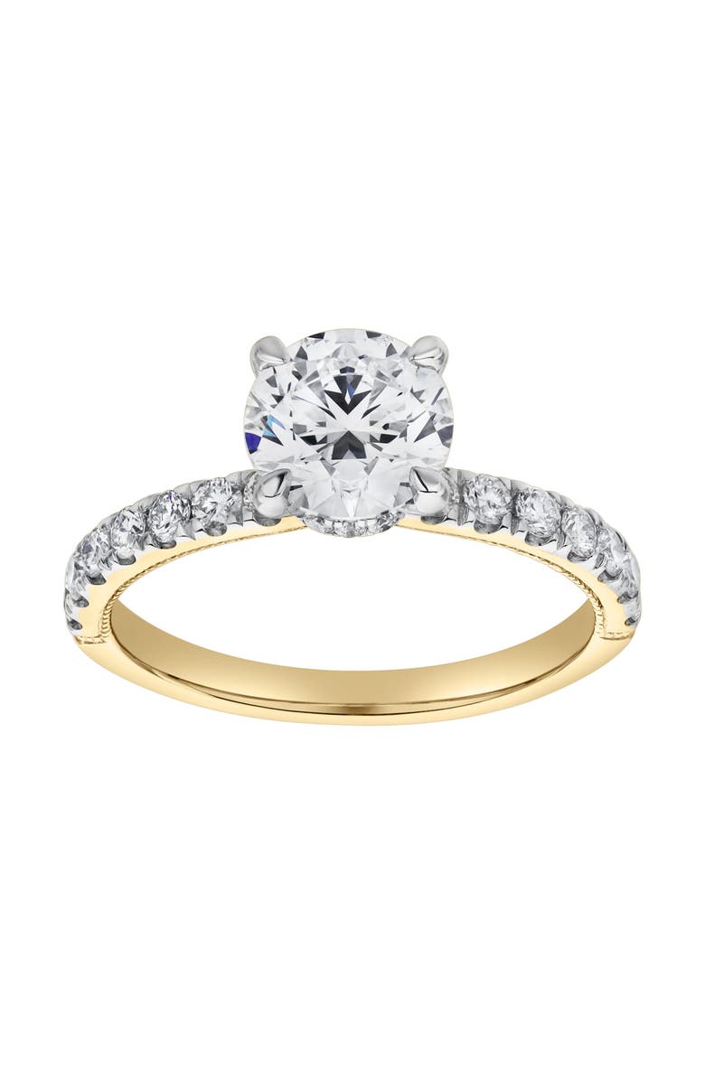 LuvMyJewelry Aurielle 14K Gold Round Cut Hidden Halo Lab Grown Diamond Engagement Ring - 2 Ct, Main, color, 14K Yellow Gold