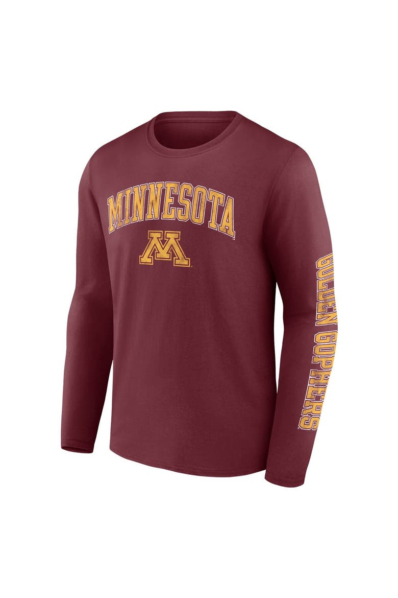 Men's Fanatics Branded Maroon Minnesota Golden Gophers Distressed Arch Over Logo Long Sleeve T-Shirt, Alternate, color, Maroon