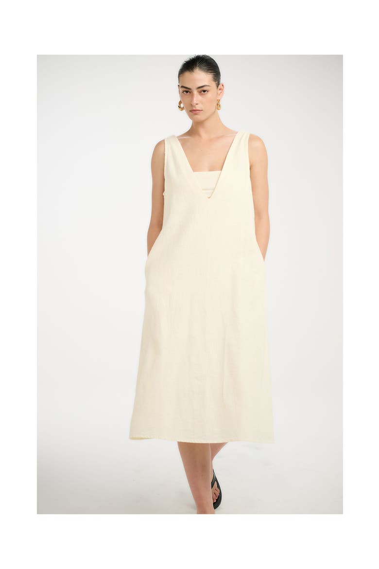 Resort Coastal V-Neck Maxi Dress Cover-Up, Alternate, color, Natural