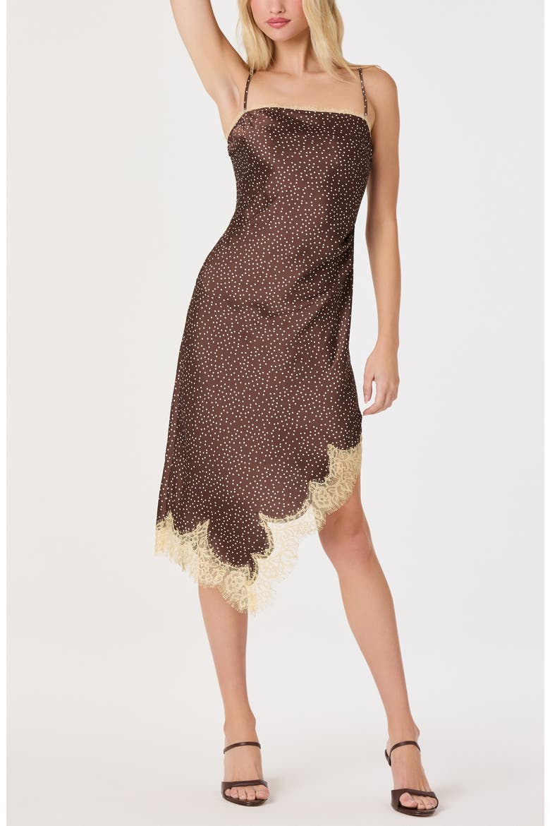 Kiersten Polka Dot Lace Trim Slipdress, Alternate, color, BROWN POLKADOT