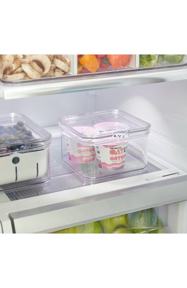iDesign Stackable Fridge Organizer Bins with Lids - Set of 3 - Clear, Alternate, color, 