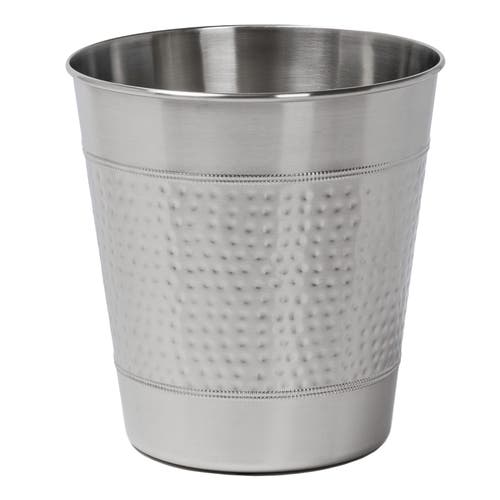Happimess Riley Modern Classic Hammered Steel Accent 2-gallon Wastebasket In Silver