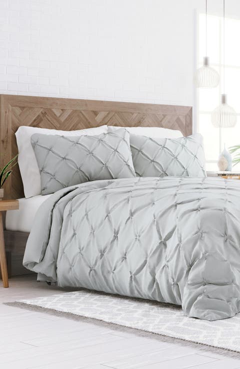 HOME SPUN Premium Ultra Soft 3-Piece Pinch Pleat Duvet Cover Set