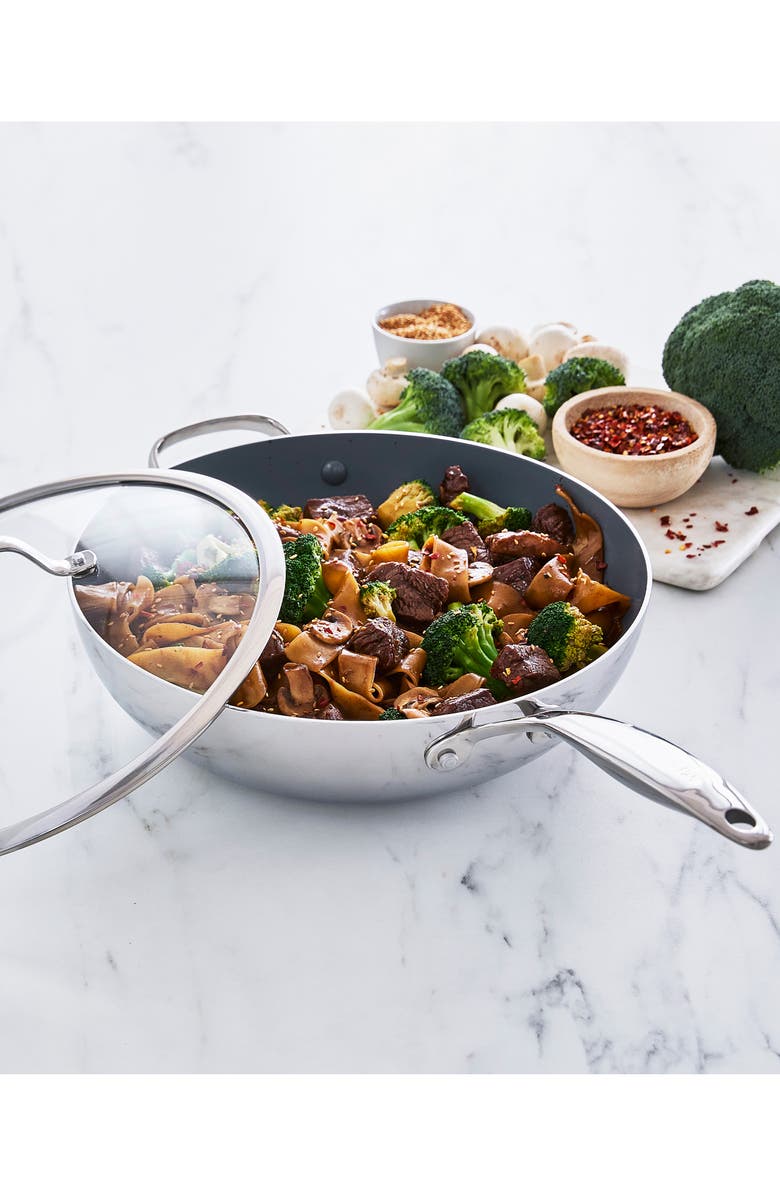 GreenPan Valencia Stainless Steel Nonstick Wok, Alternate, color, Stainless Steel