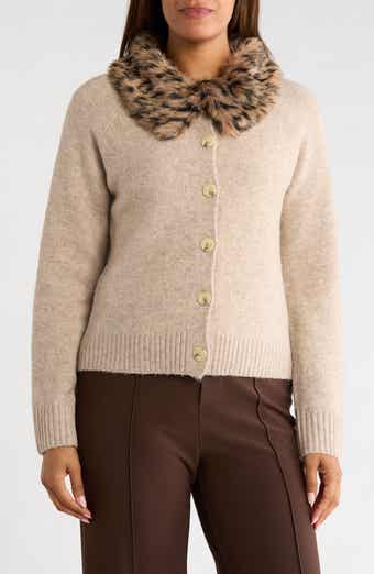 Removable Faux Fur Collar Cardigan