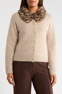 Gemma + Jane Removable Faux Fur Collar Cardigan