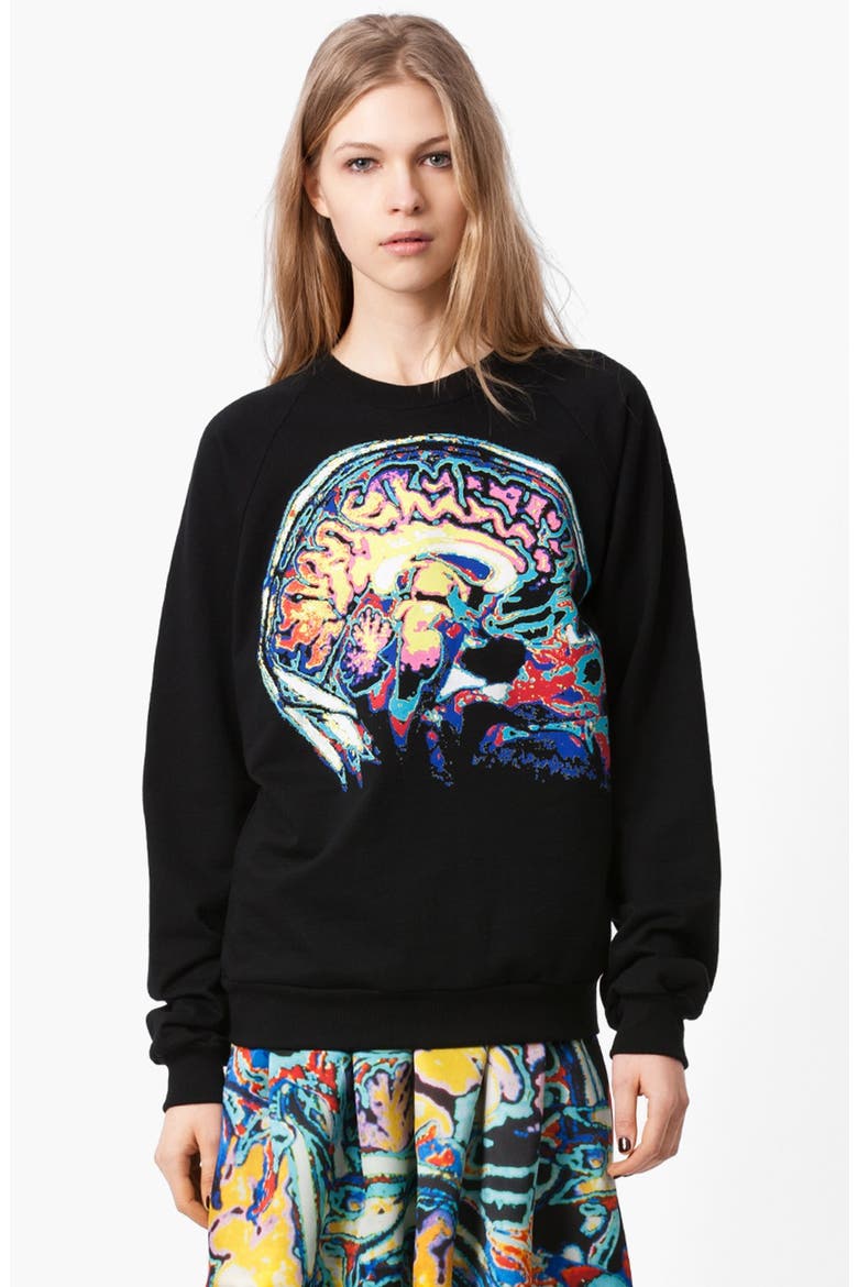 Brain Graphic Sweatshirt, Main, color, BLACK