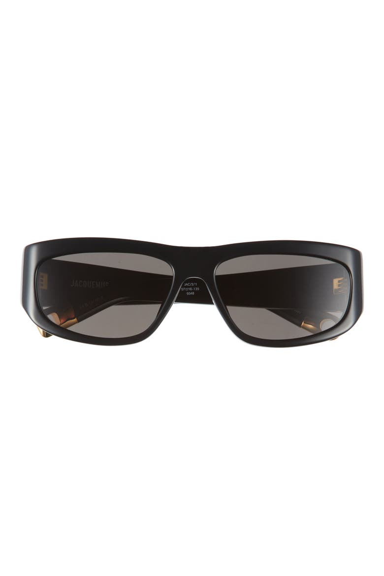 Les Lunettes 57mm Pilot Sunglasses, Main, color, BLACK/ YELLOW GOLD/ GREY