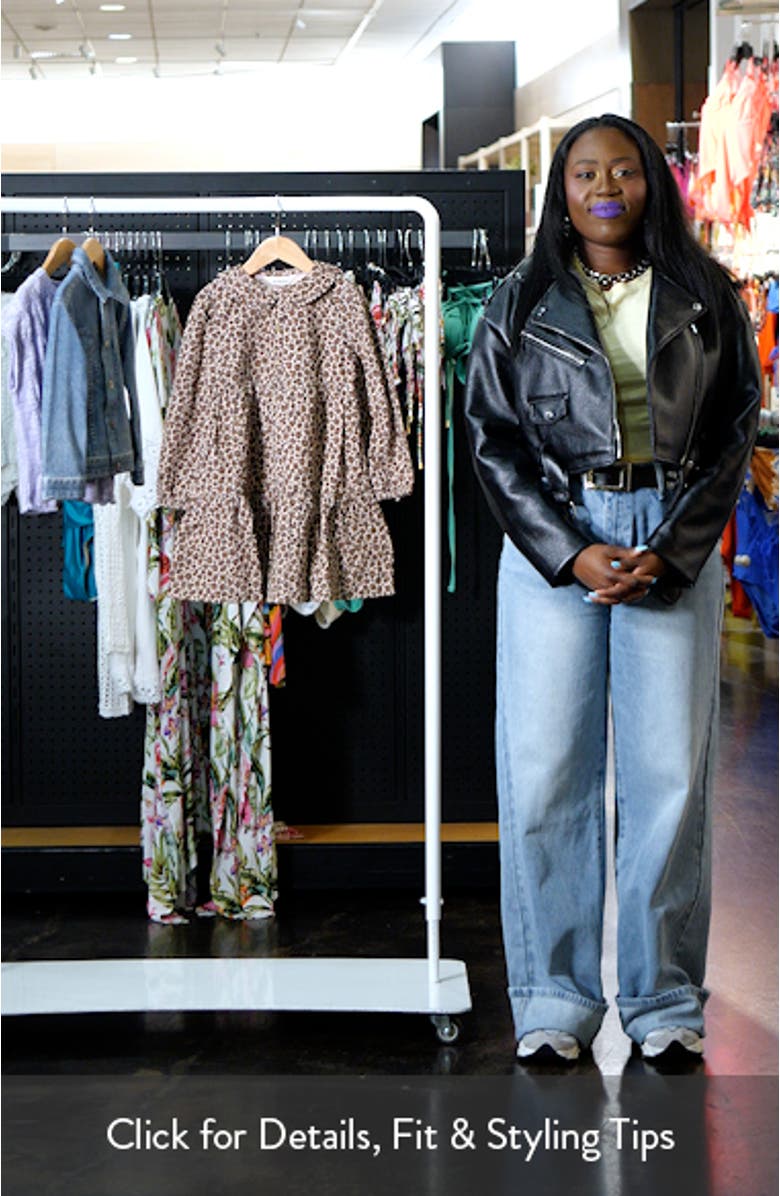 Kids' Leopard Print Long Sleeve Corduroy Dress, sales video thumbnail