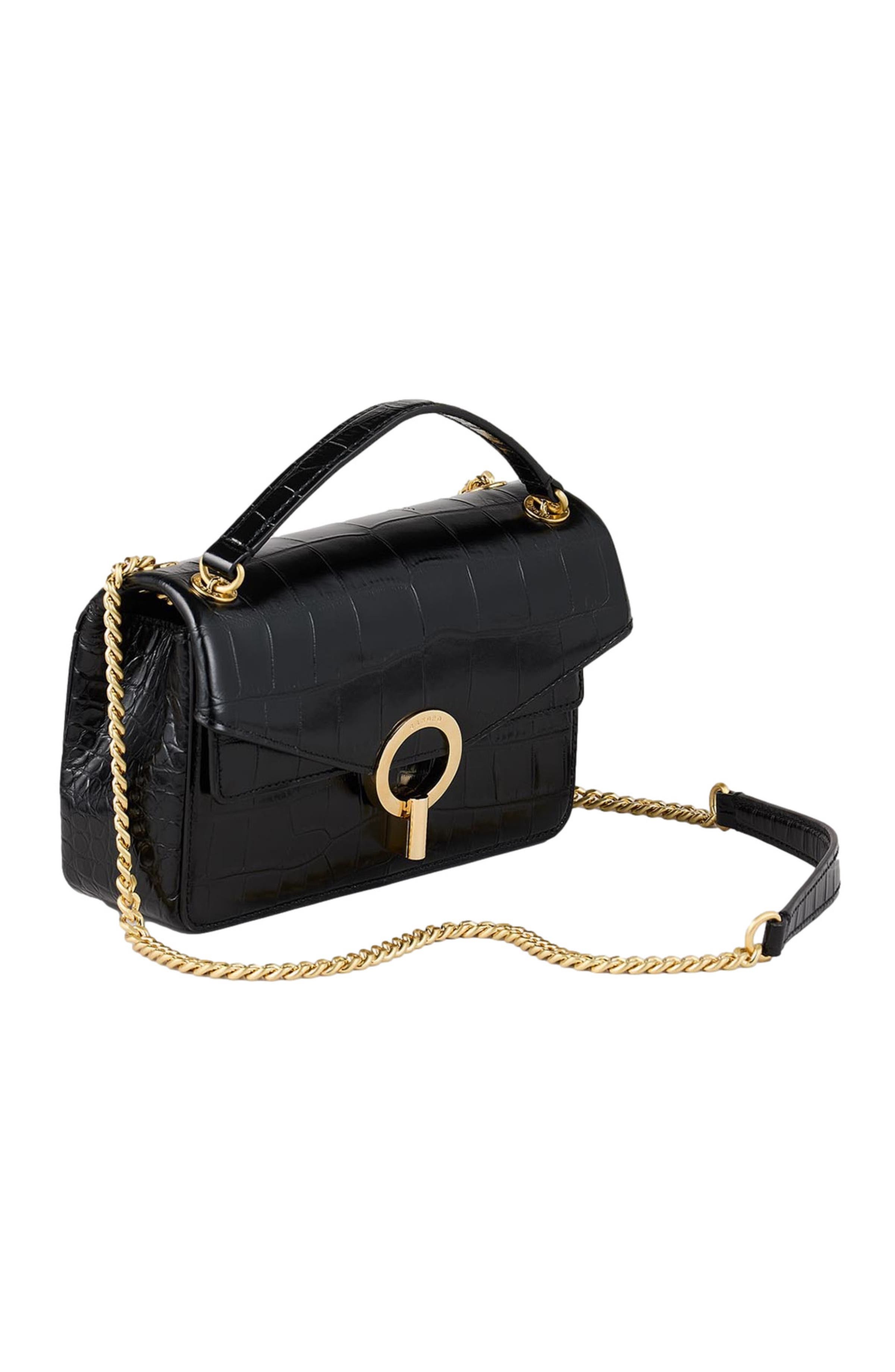 SANDRO Mock croc leather Yza bag, Alternate, color, 