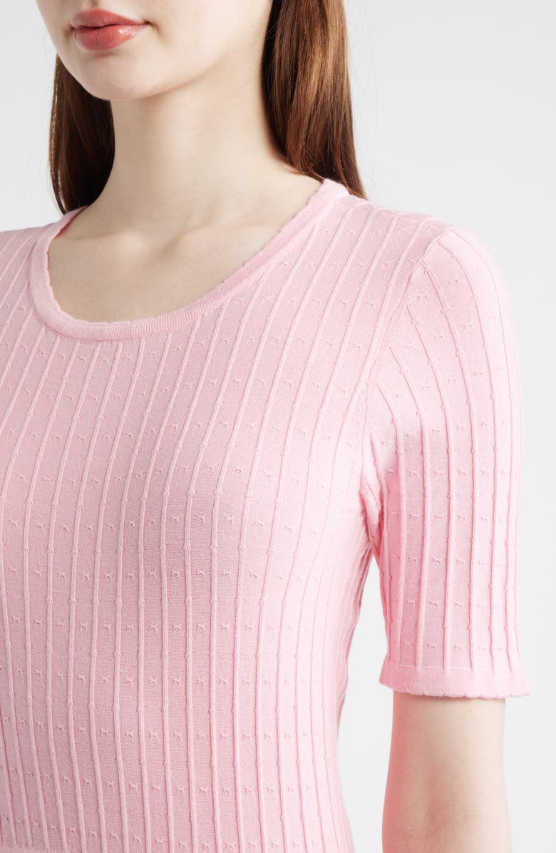 Elie Tahari The Carla Pointelle Sweater Dress, Alternate, color, Rose Veil