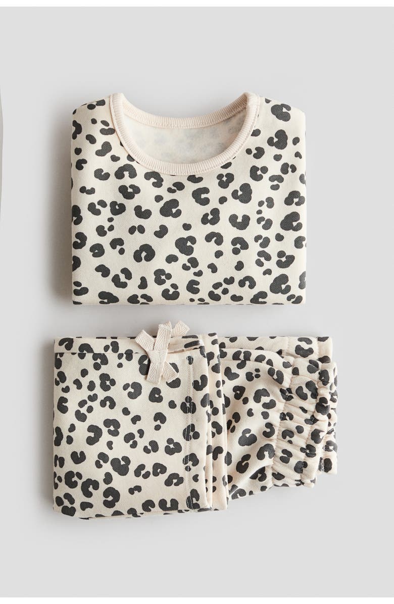 H&M 2-piece Top And Trousers Set, Alternate, color, Light Beige/Leopard Print