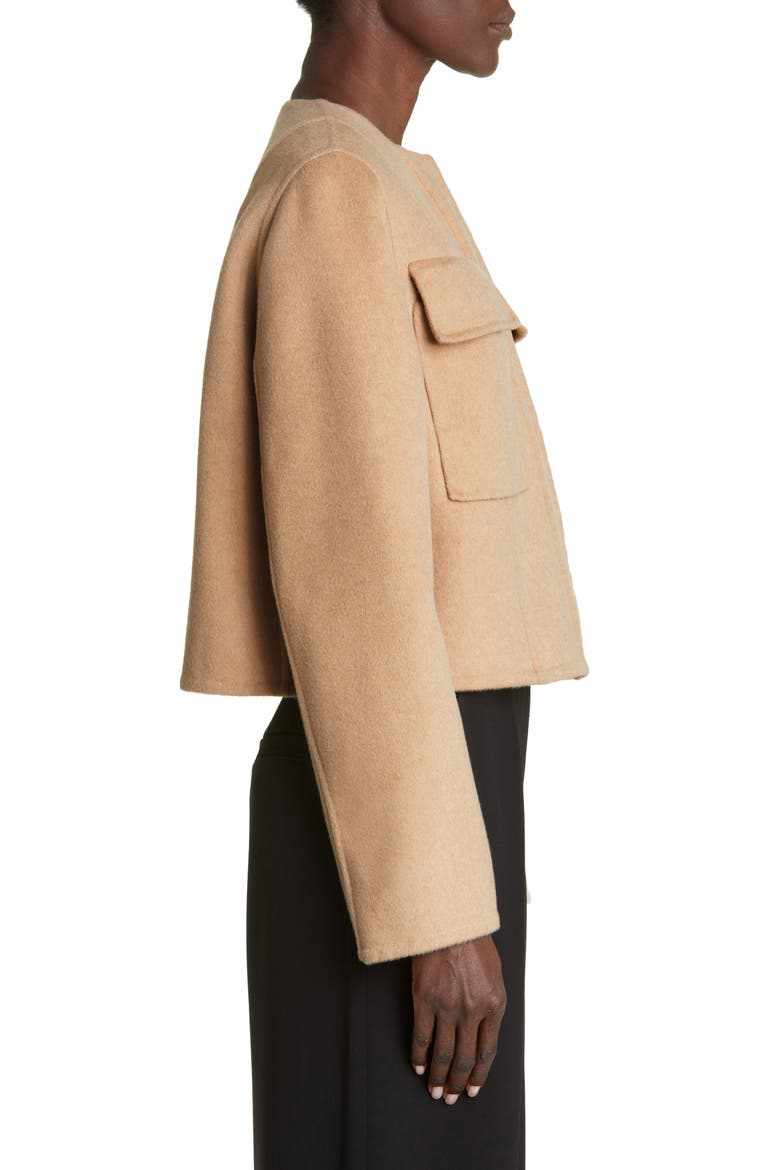 Double Face Recycled Wool Crop Jacket, Alternate, color, CAMEL MULTI