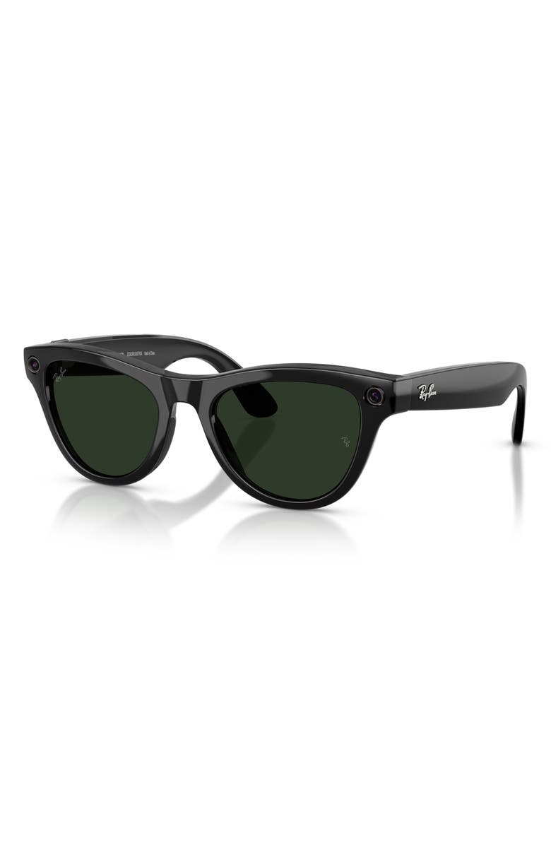Ray-Ban Meta Skyler Gen 2 52mm Cat Eye AI Sunglasses, Alternate, color, Shiny Black Transitions Green