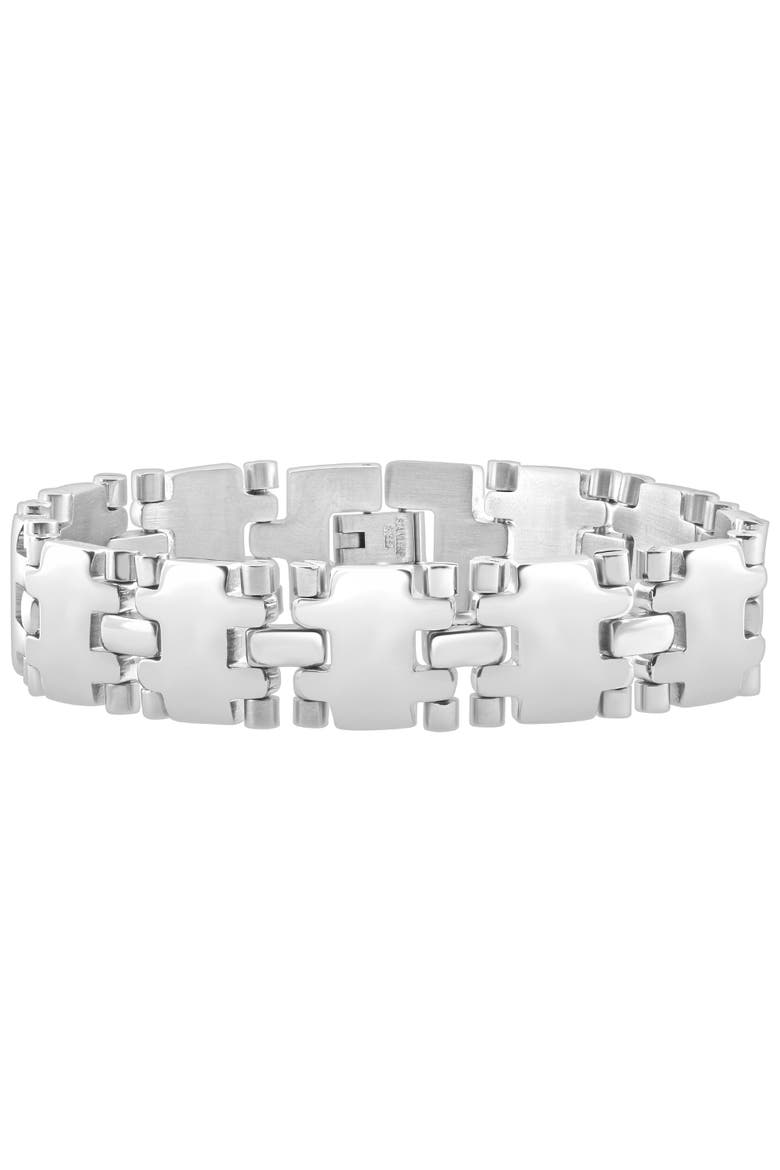 Men's Steel Single Tone 16mm Wide Link Flexible 8.5" Bracelet, Main, color, Stainless Steel