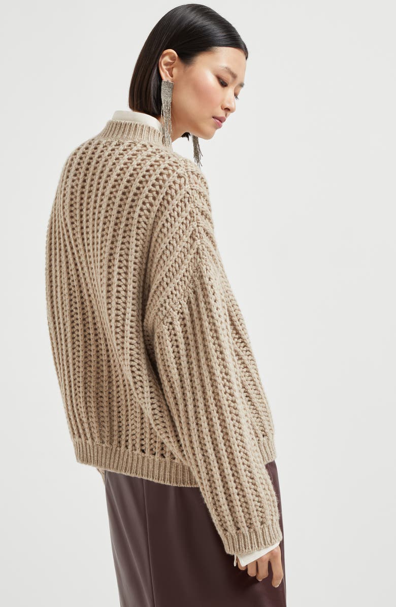 Brunello Cucinelli Cashmere Feather yarn sweater, Alternate, color, Brown