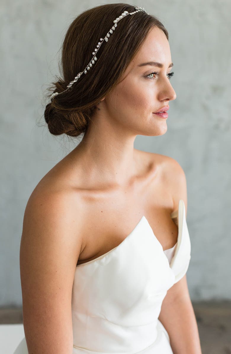 Brides & Hairpins India Halo & Sash, Alternate, color, Silver