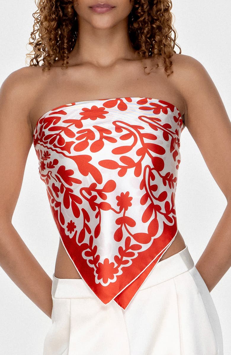 Jessie Zhao New York Double Sided Silk Scarf Red Blessing, Alternate, color, Red