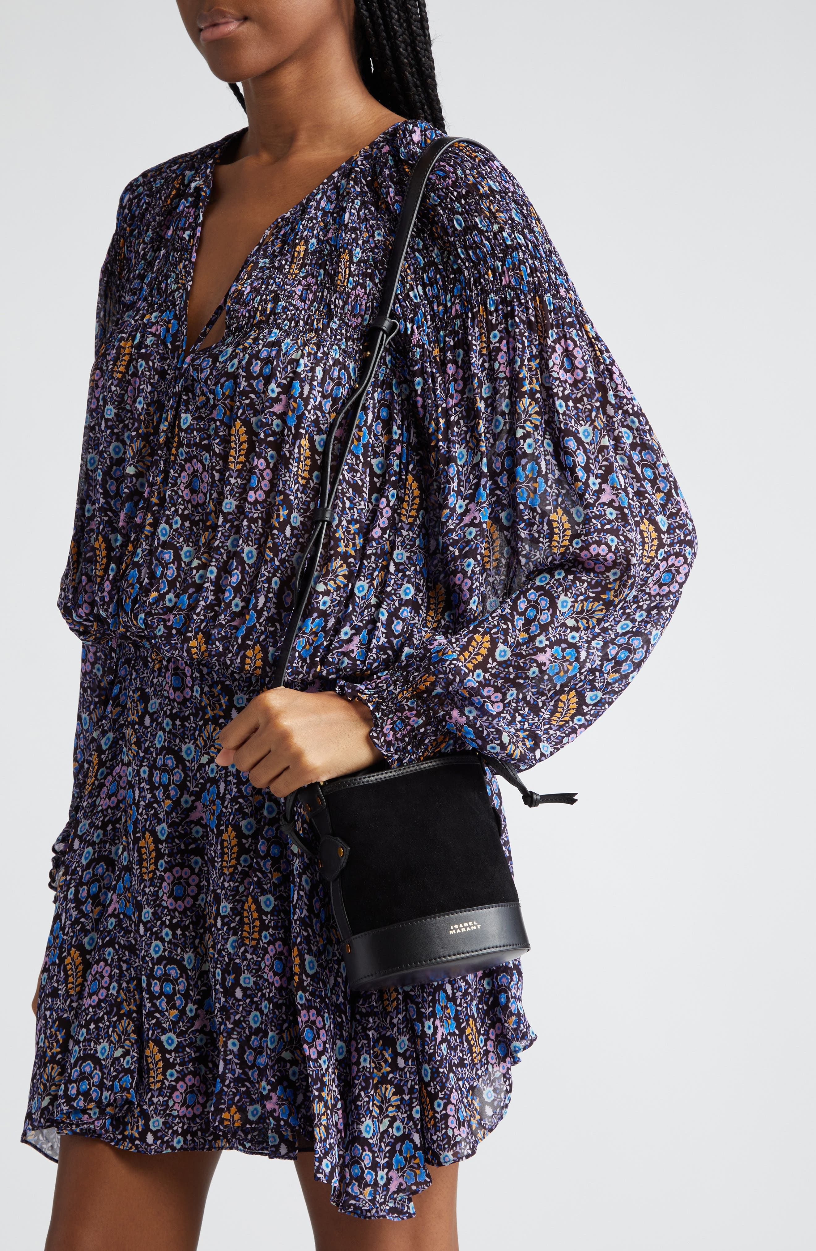 Isabel Marant Small Samara Suede Bucket Bag, Alternate, color, 