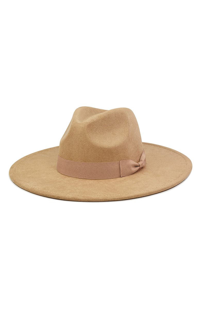 MODERN MONARCHIE Beige Wool Felted Fedora, Main, color, Beige