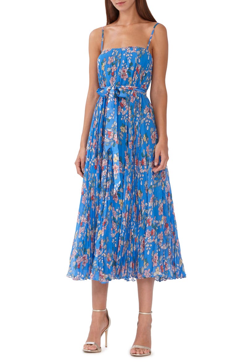ML Monique Lhuilier Floral Chiffon Midi Dress, Main, color, CAPRI MULTI
