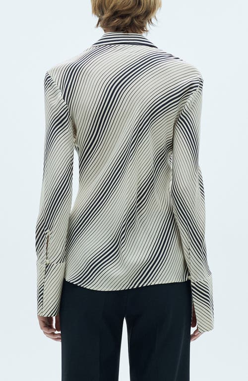 Mango Stripe Flare Sleeve Button-up Shirt In Off White