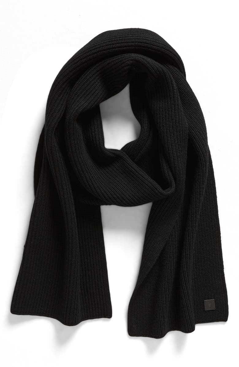 AllSaints Merino Wool Rib Scarf, Main, color, 