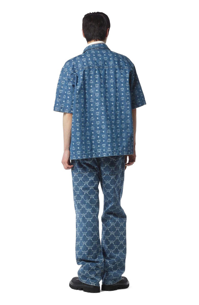 MCM Monogram Shirt in Denim Jacquard, Alternate, color, Blue