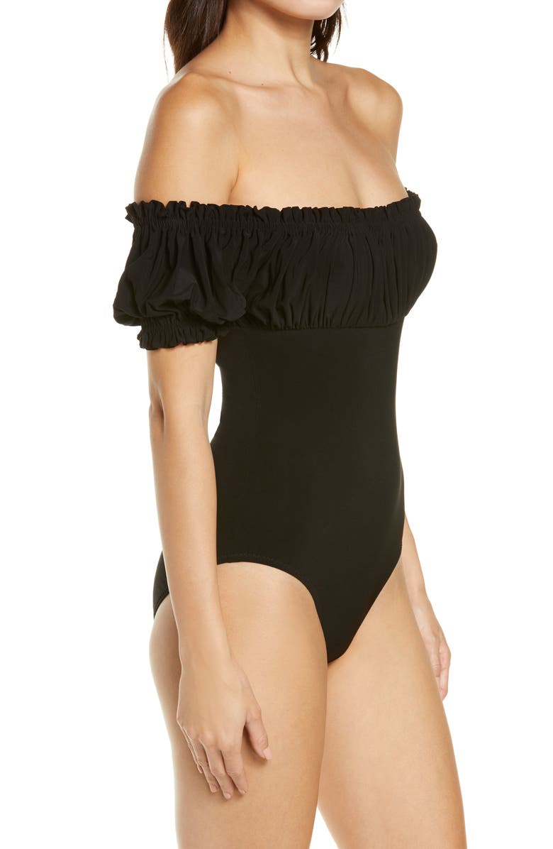 Norma Kamali Jose Empire Off the Shoulder One-Piece Swimsuit, Alternate, color, 