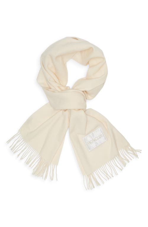 Moncler Virgin Wool Felt Fringe Scarf In Neutral
