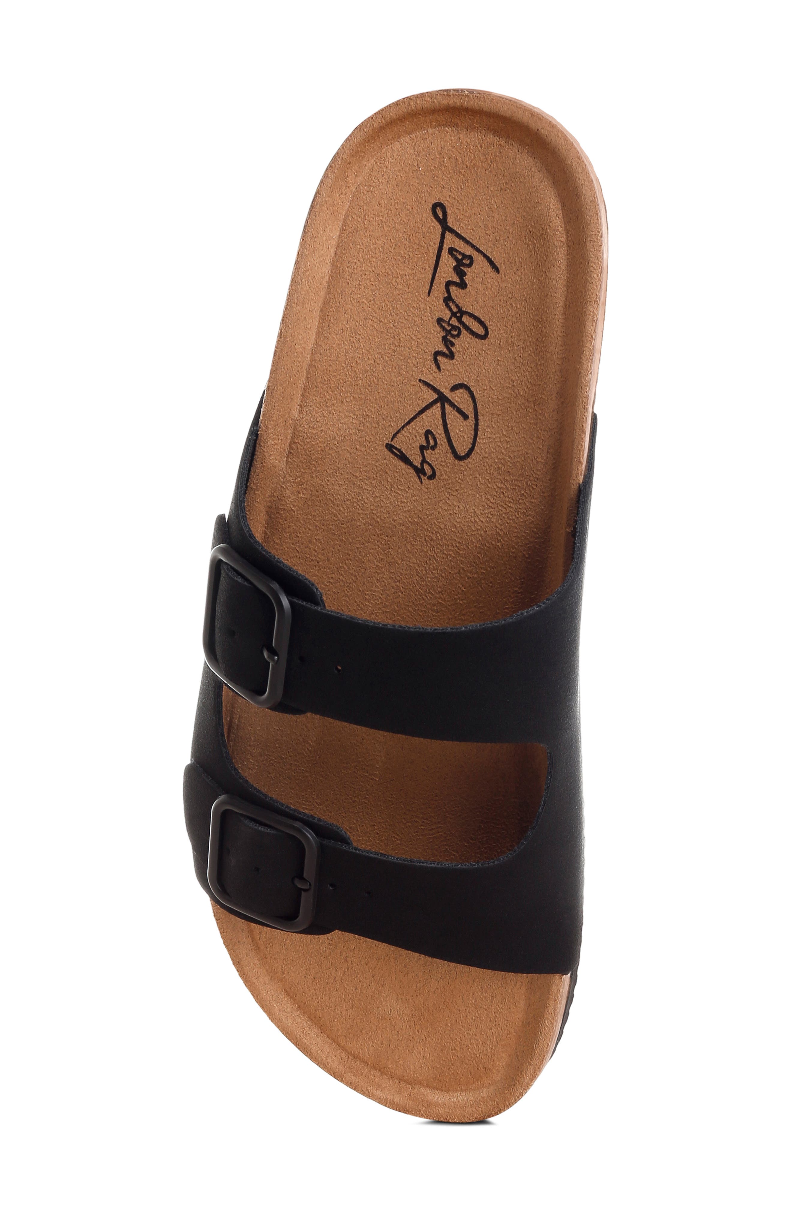 LONDON RAG Gloriosa Double Strap Slide Sandal, Alternate, color, Black