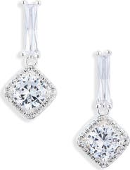 NORDSTROM RACK Cushion Halo Cubic Zirconia Drop Earrings
