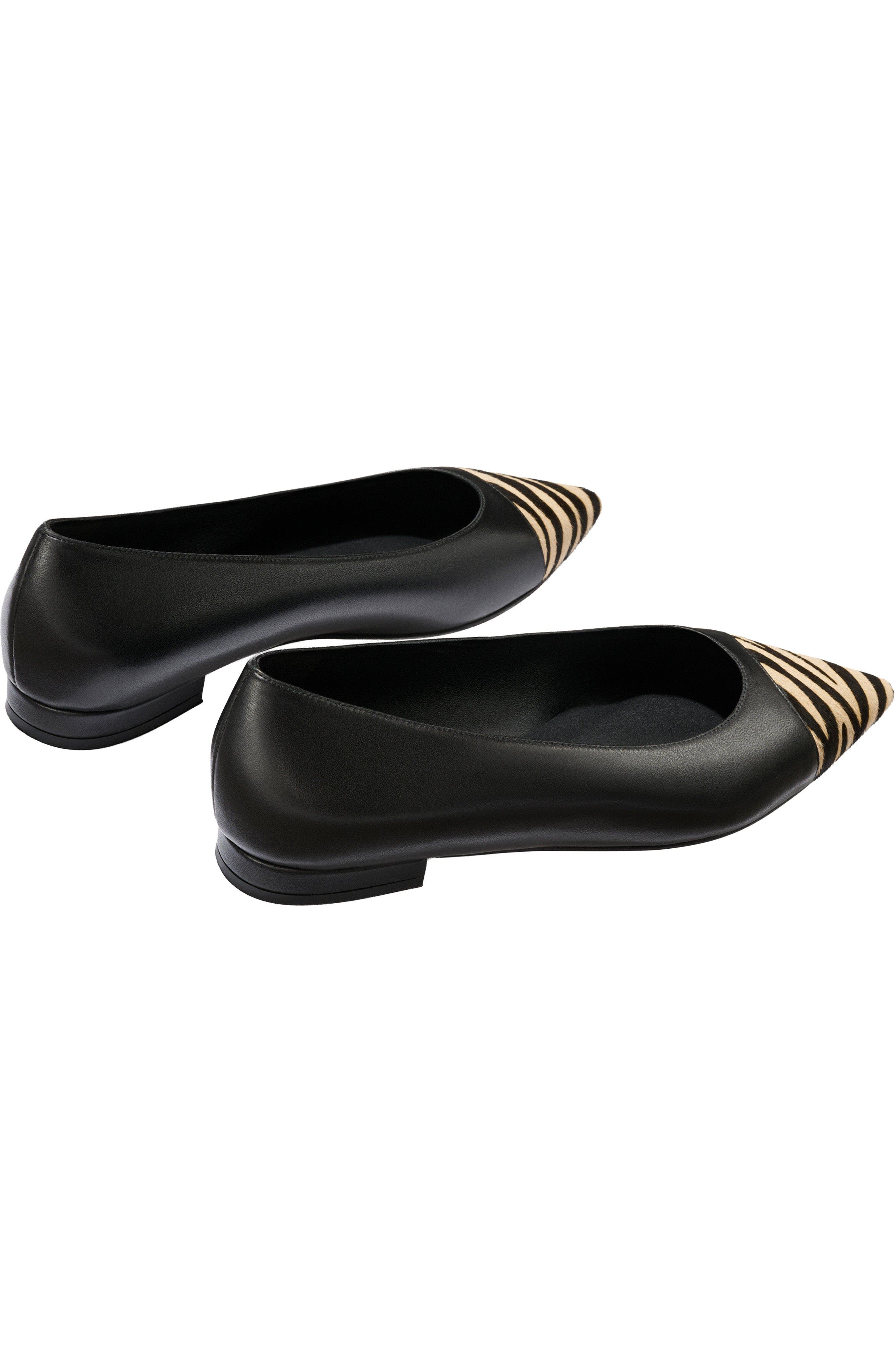 The Alba Flats, Alternate, color, Black Nappa and Zebra Haircalf