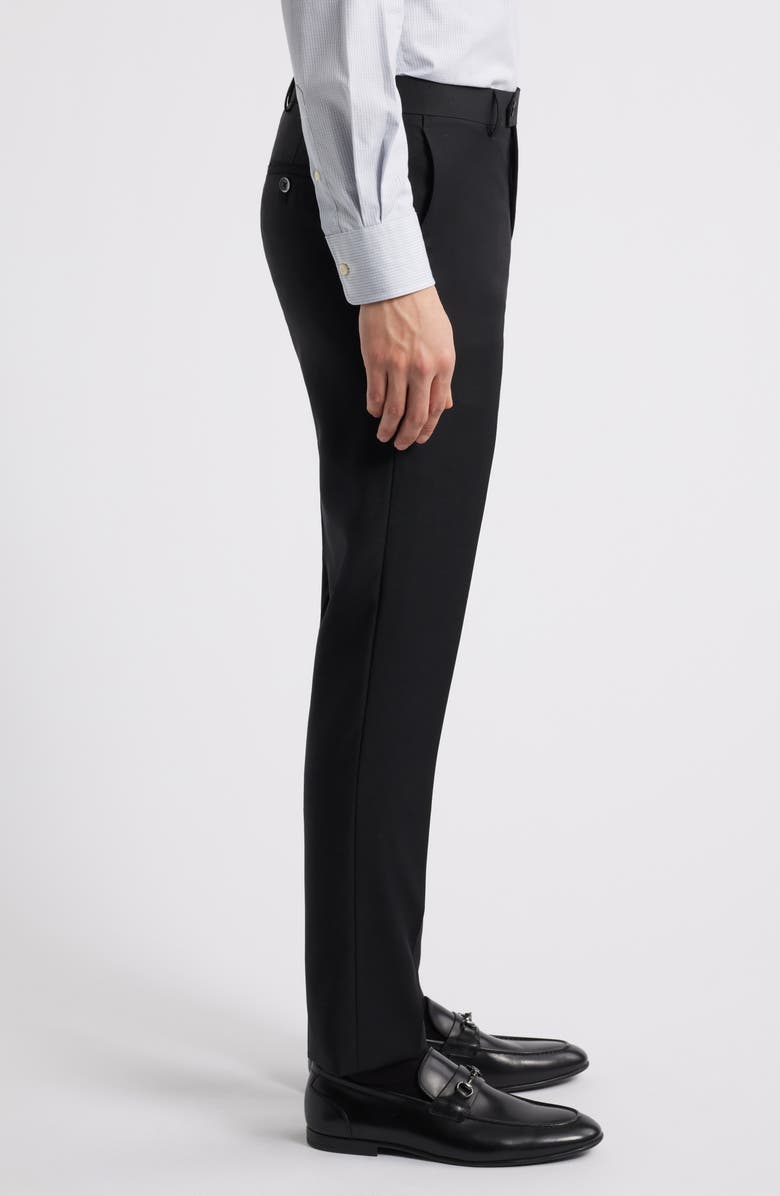 ZANETTI Slim Fit Flat Front Black Wool Dress Pants, Alternate, color, Black