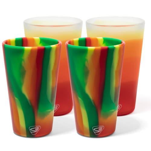 Silipint Pint Glasses 4 Pk 2 Marigold & 2 Habiscus