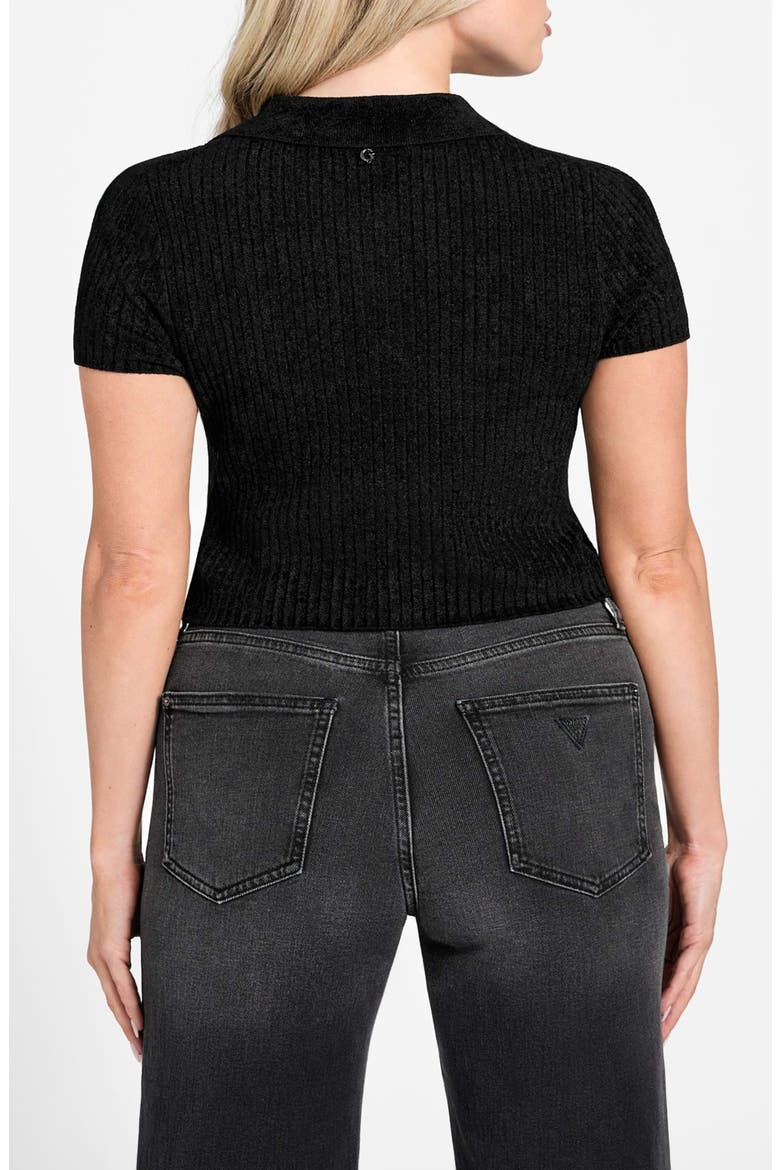 Mona Chenille Polo Sweater, Alternate, color, BLACK-BLACK