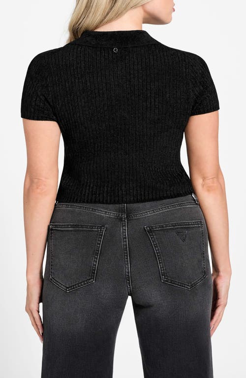 Guess Mona Chenille Polo Sweater In Black