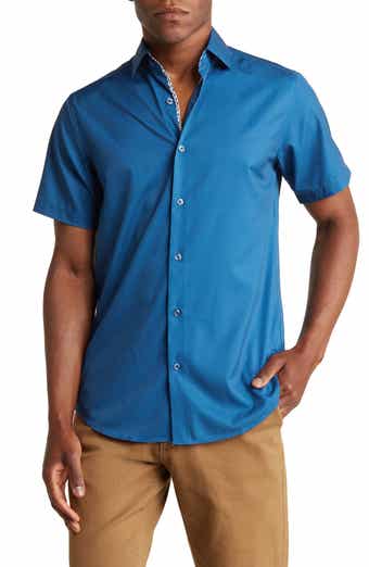 TOM BAINE Slim Fit Performance Short Sleeve Button-Up Shirt