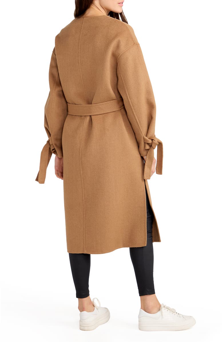 Belle & Bloom Head Over Heels Collarless Robe Coat, Alternate, color, Camel