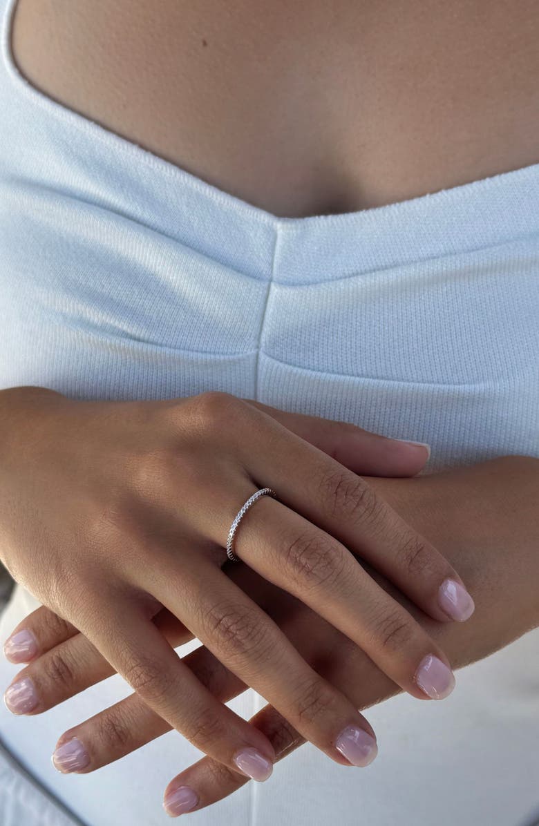 ADORNIA FINE Pavé 925 Sterling Silver CZ Eternity Band Ring, Alternate, color, Silver