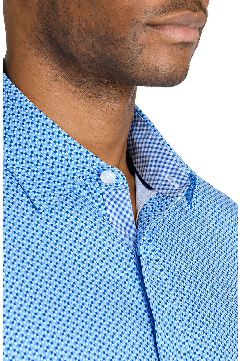 Slim Fit Mosaic Dot Recycled 4-Way Stretch Performance Long Sleeve Shirt, Alternate, color, WHITE/GREEN