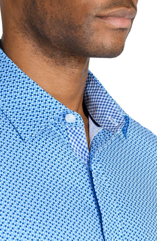 Construct Slim Fit Mosaic Dot Recycled 4-way Stretch Performance Long Sleeve Shirt