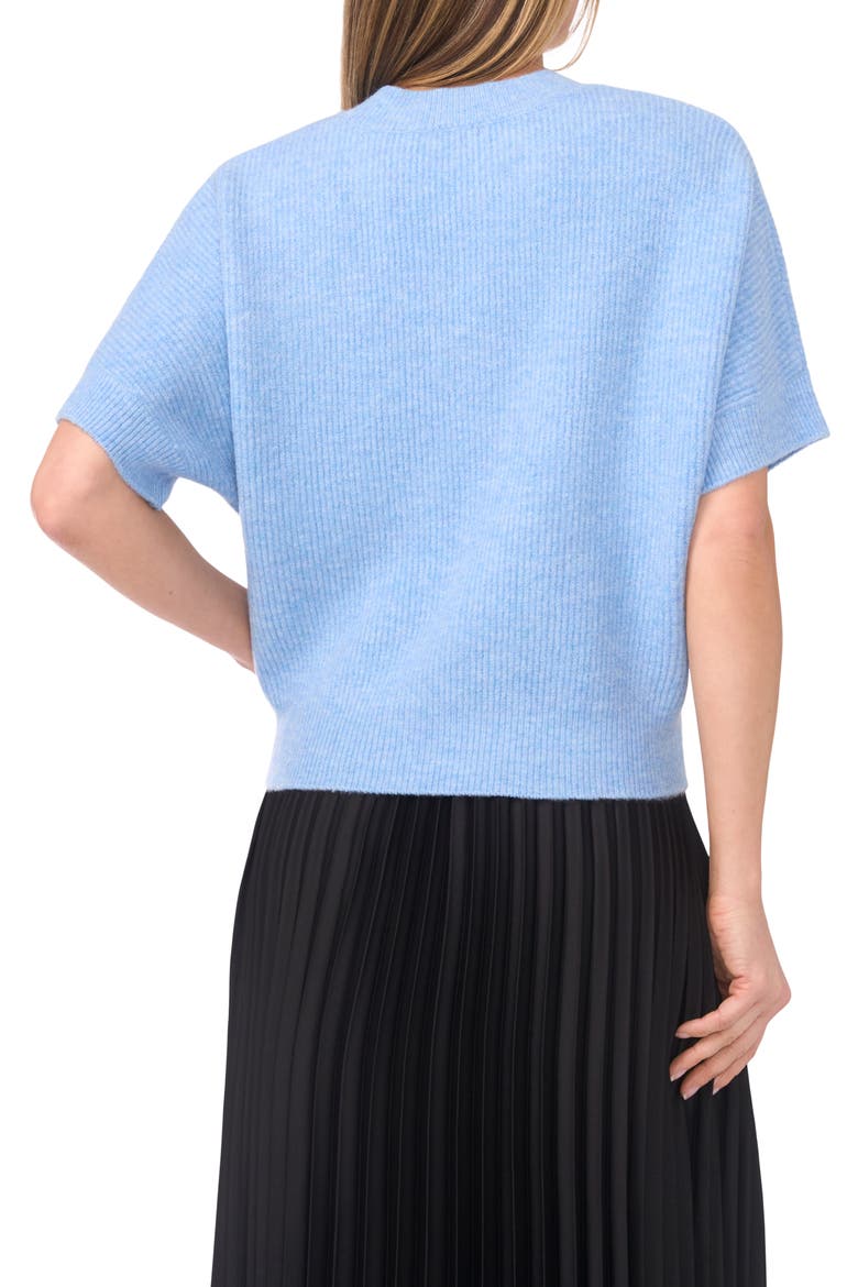 Short Sleeve Sweater, Alternate, color, BLUE HEATHER