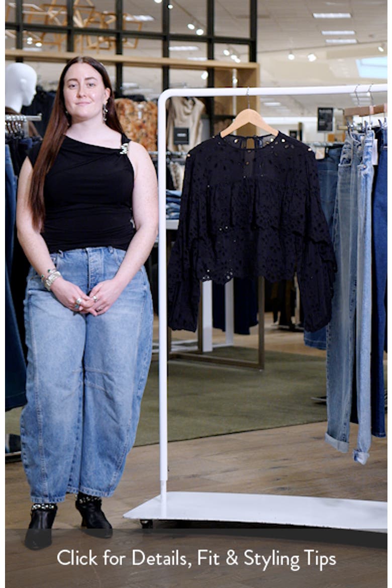 Molly Embroidered Eyelet Flutter Sleeve Top video
