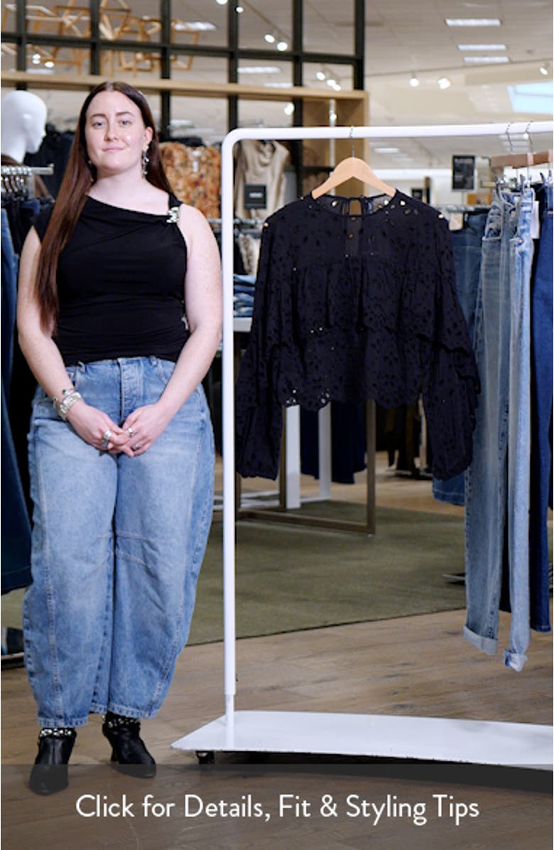 Molly Embroidered Eyelet Flutter Sleeve Top, sales video thumbnail