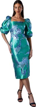 Coast Bubble Sleeve Jacquard Dress