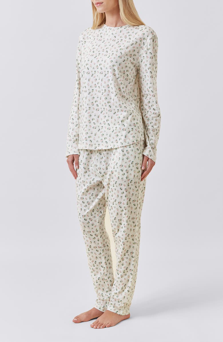 Papinelle Rosebud Organic Cotton Pajamas, Alternate, color, Ecru