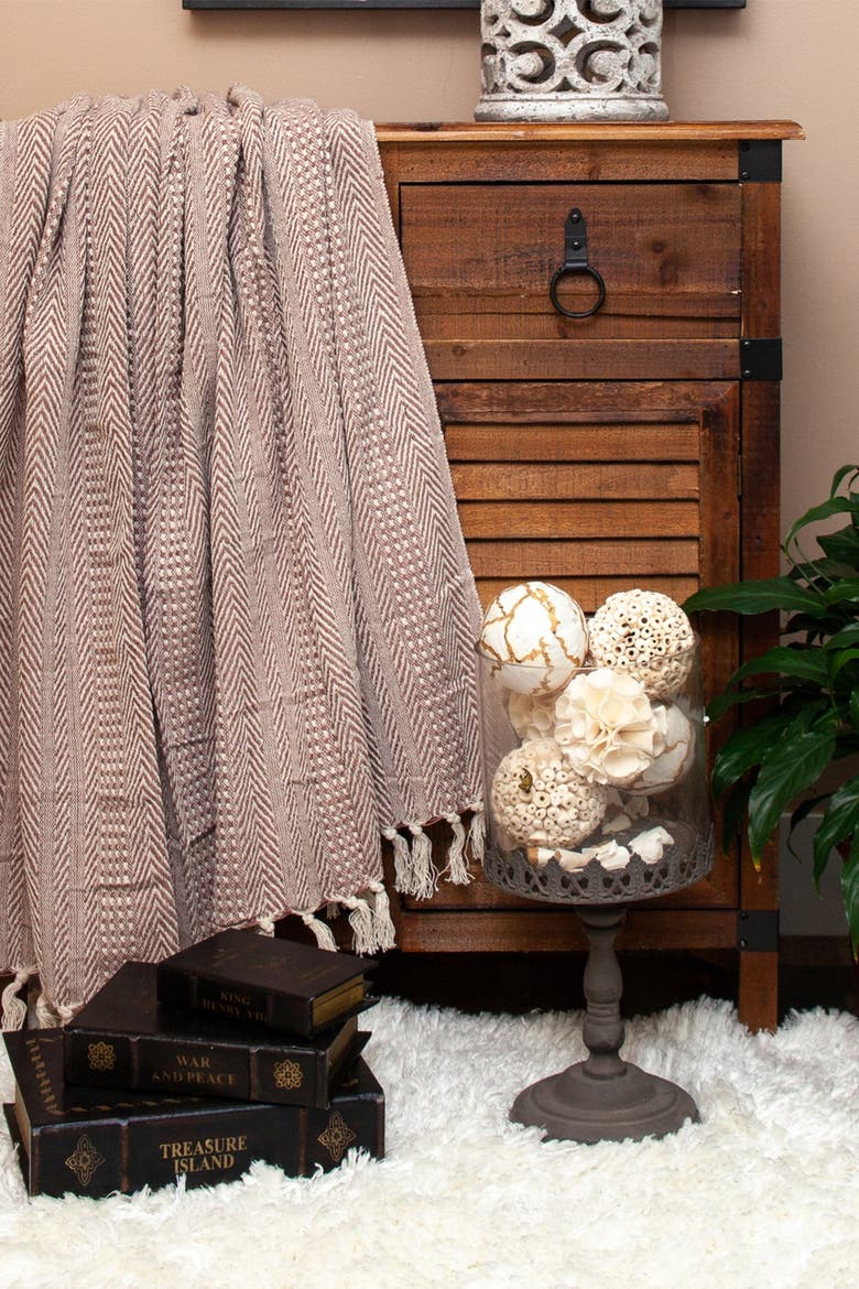 Thor Casual Beige 52" x 67" Woven Handloom Throw, Alternate, color, PINK