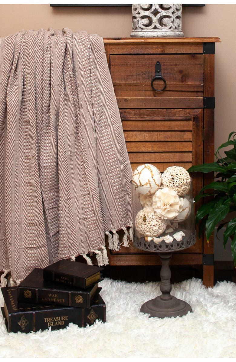 PARKLAND COLLECTION Thor Casual Beige 52" x 67" Woven Handloom Throw, Alternate, color, Pink