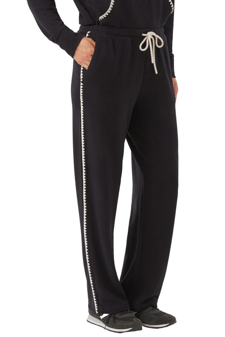 Edge Stitch Wide Leg Sweatpants, Alternate, color, BLACK